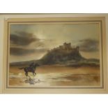 Ronald Moore - watercolour "Evening Gallop, Bamburgh", signed ,