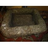 An old Cornish weathered granite well-cut rectangular garden trough,