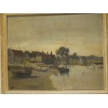 Cox - oil on board Estuary scene with boats, signed,