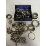 A large selection of Arabic silver jewellery including necklaces, bracelets, bangles,