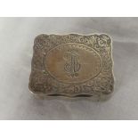 A Victorian silver rectangular table box with engraved decoration and central monogram,