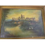 J**H**Heffer - oil on board Castle scene with lake in the foreground, signed & dated 1911,