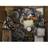 A quantity of various costume jewellery including ladies pocket watch, necklaces,