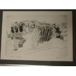 A black and white limited edition etching "Dartington Hall Gardens",