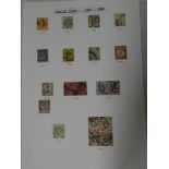 An album page of GB 1887-1900 Jubilee issue stamps including pairs, block of four and 1/,