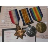 A 1914/15 star trio of medals awarded No.P1637 L/Cpl. G.R.