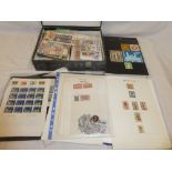 A stock book of Belgium stamps, various album pages of World stamps, packets of stamps, catalogues,