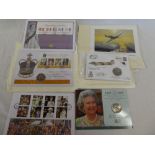 A selection of commemorative coin covers including three Battle of Britain coin covers;