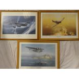 Three coloured aircraft prints "On the Prowl" - RAF Catalina at Gibraltar by Timothy O'Brian,