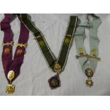 Three various RAOB enamelled neck pendant medallions with regalia