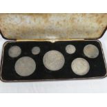 A Victorian 1887 seven-piece silver specimen coin set, crown - 3d,