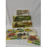 A selection of boxed Airfix railway kits including 4-6-2 Biggin Hill, 4-4-0 Harrow, goods wagons,