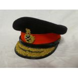 An E11R Army Generals peaked cap with bullion embroidered badge and peak by Herbert Johnson of