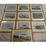 Eight coloured limited edition aircraft prints by B Weekley,