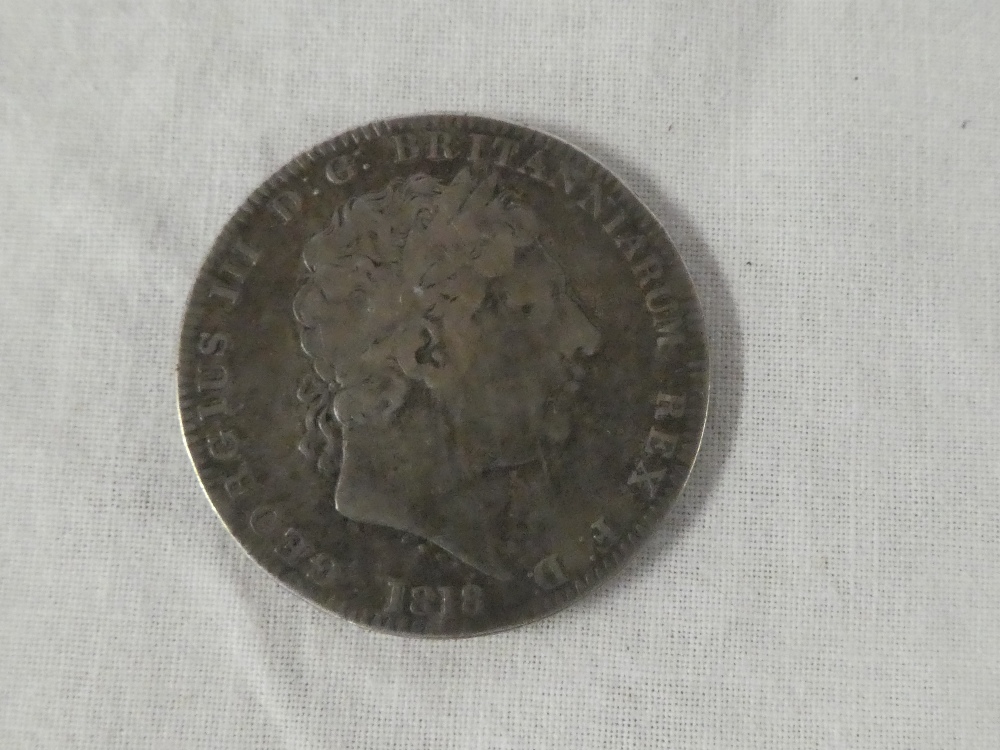 A George III 1818 silver crown (f)