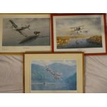Three coloured aircraft prints "The Uninvited" No.