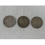 Three Victorian silver crowns 1890,