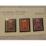 A set of three Luxembourg 1957 Europa mint stamps