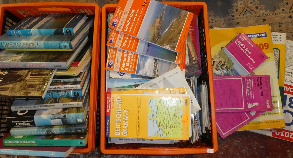 A selection of topographical related volumes, travel guides, modern maps,