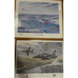 Two coloured limited edition aircraft prints "The Sword & the Shield" by Jim Laurier,