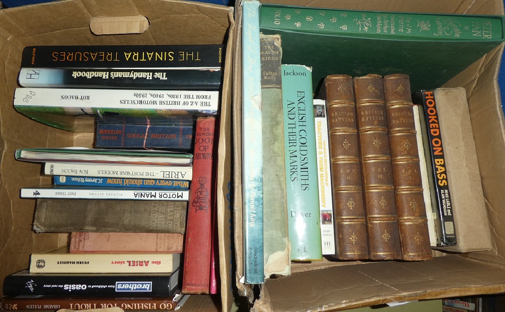 Two boxes of assorted books including Grant (J) - British Battles on Land & Sea;