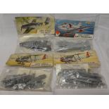 Four Airfix aeroplane kits in original packets including Bristol Bulldog, FW190,