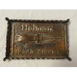 A Cornish Copper rectangular dish decorated in relief with a hand drill and "Holman Road Ripper"