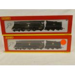Hornby OO gauge - two mint and boxed locomotives and tenders including Battle of Britain Class 222
