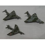 Dinky Toys - three aircraft including Gloster Javelin and Hawker Hunter
