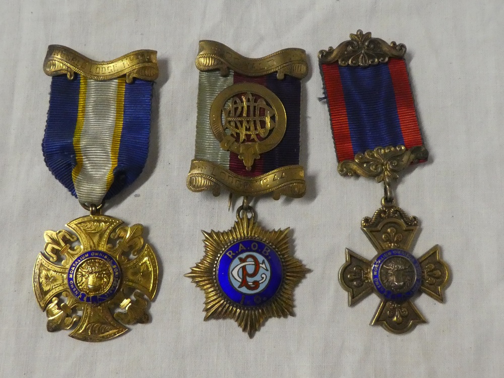 Three silver gilt and enamelled RAOB medals awarded to W Julian - 1930,
