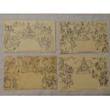 Four Mulready caricature Southgate envelopes numbers 2,4,
