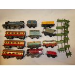 Chad Valley O gauge - Flying Scotsman locomotive and tender, three carriages,