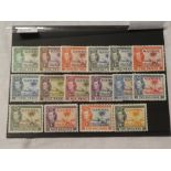 A complete set of Gambia 1938 definitive stamps