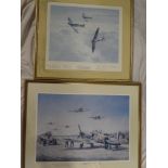 Two coloured limited edition aircraft prints "Frema Squadron Scramble!" by J Mitchell,