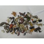A selection of various Britains and other farm animals, zoo animals, figures,