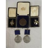 Two silver King Edward High School for Girls medallions - 1905 & 1908,