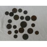 A selection of Georgian and Victorian copper coinage including pennies,