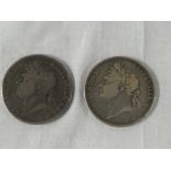 Two George IV silver crowns - 1821 and 1822 (2)