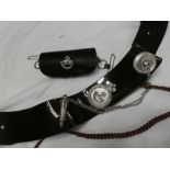An EIIR Officers shoulder belt and pouch of the Light Infantry with bugle badge, chains,