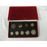 A 1950 nine-piece Royal Mint coin set in original case