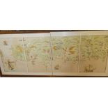 A large good quality four-part watercolour map of Cornwall based on a 16th Century representation