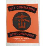Two rare Second War embroidered shoulder titles "No.1 Commando" and "No.