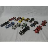 Thirteen Polistil Formula One 1980's racing cars