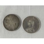 A Victorian 1890 silver double florin and 1889 double florin (f/vf) (2)