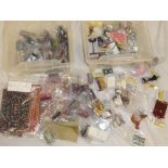 Two boxes containing a selection of various doll's house scale accessories, furniture,