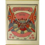 A First War wool-work picture with Duke of Cornwall's Light Infantry badge,