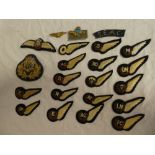A collection of RAF embroidered wings, mainly World War 2 including RAF Pilot, Observer, Air Gunner,
