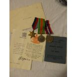 A 1939/45 star, Defence and War medal with RAF condolence slip awarded to No.864810Sgt.