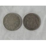 A Republic of France 1851 silver five franc and 1870 Napoleon 3rd silver five franc (2)