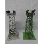 A pair of Lionel O gauge flood light towers,